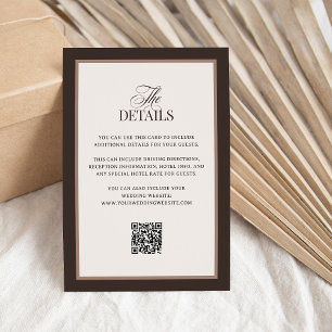 Carte D'accompagnement Classique Luxe Marron Détails pour les invités d