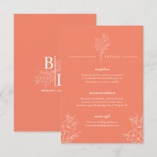 Carte D'accompagnement Classique moderne élégant corail floral Mariage dé