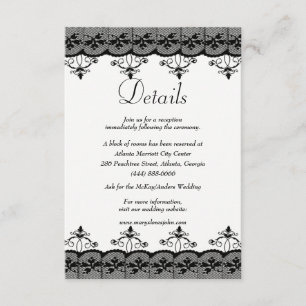 Carte D'accompagnement Classy Elegant Black Lace Détails du Mariage