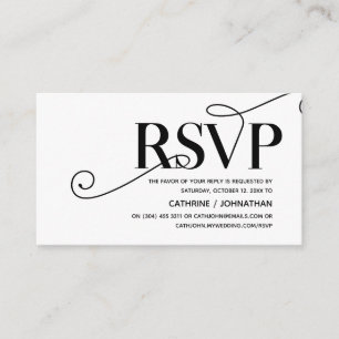 Carte D'accompagnement Classy élégant, Script noir, réponse RSVP