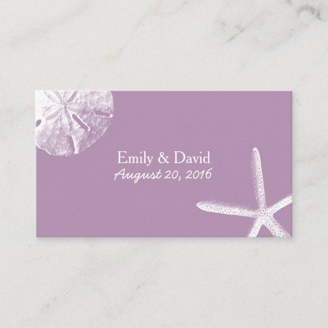 Carte D'accompagnement Classy Violet Beach Theme Mariage Site Web Insérer (Devant)