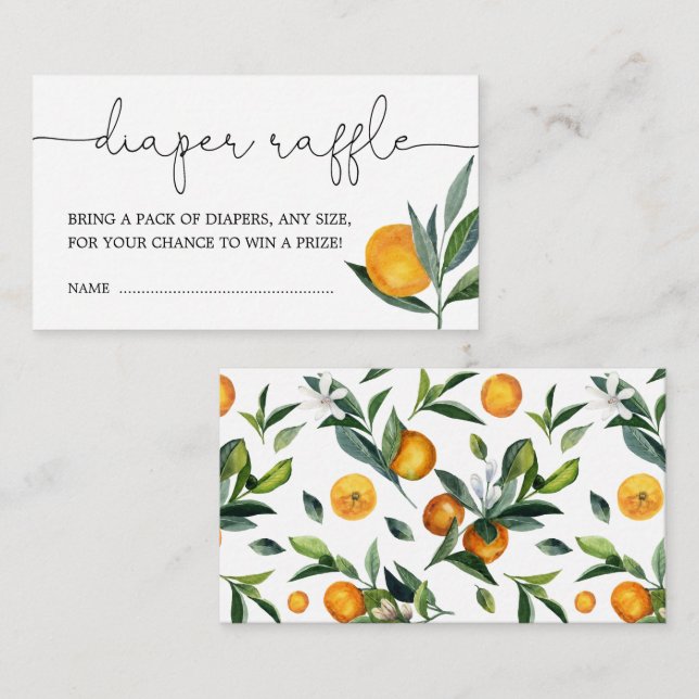 Carte D'accompagnement Clementine Orange Cute Citrus Déchets Raffin (Devant / Derrière)