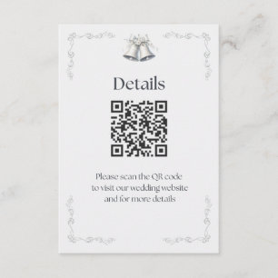 Carte D'accompagnement Cloche de mariage argentée Détail Enclosure