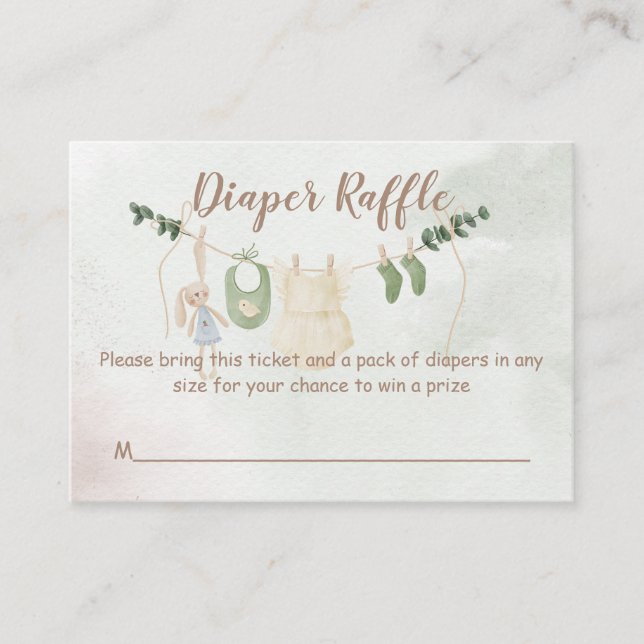 Carte D'accompagnement Clothes on a line boho baby shower diaper raffle (Devant)