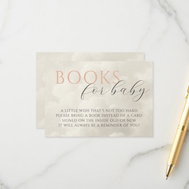 Carte D'accompagnement Cloud Neuf livres de Baby shower pour bébé (Devant/Arrière en situation)