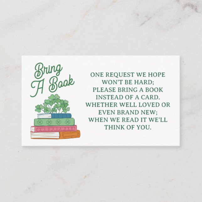 Carte D'accompagnement Clovers Book Stack Bring Books For Baby Shower (Devant)