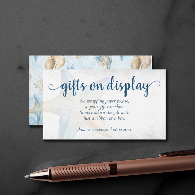 Carte D'accompagnement Coastal Chic | Blue Gold Starfish Cadeaux à l'écra (Créateur téléchargé)