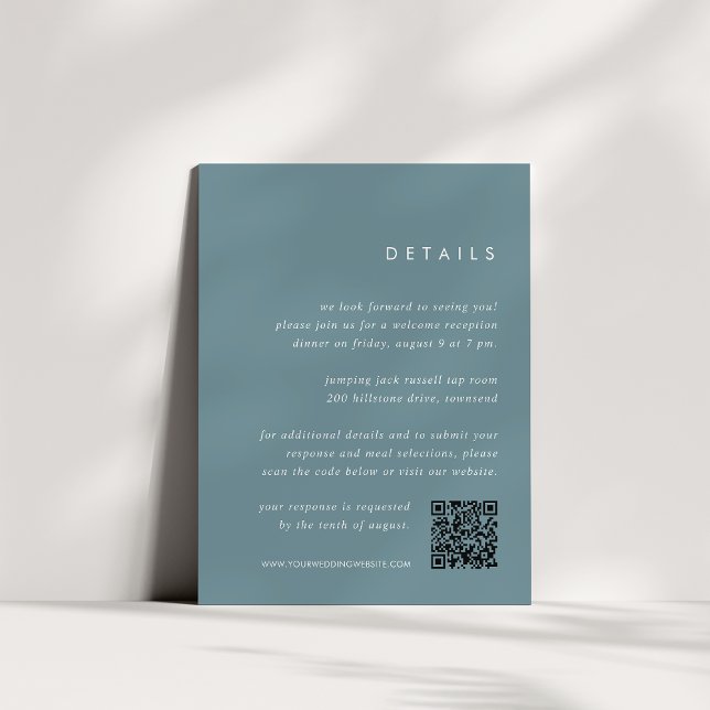 Carte D'accompagnement Coastal Dusty Blue All-in-One Détails du Mariage (Créateur téléchargé)