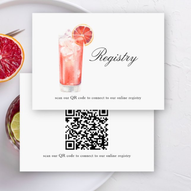 Carte D'accompagnement Cocktail Bridal shower QR code for registry  (Créateur téléchargé)