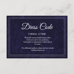 Carte D'accompagnement Code de robe de mariage élégant classique bleu mar