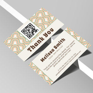 Carte D'accompagnement Code QR Abstrait Vague Rétro Merci d'Affaires