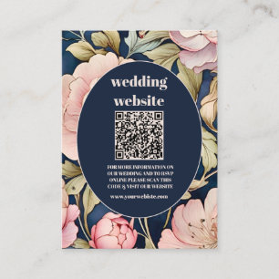 Carte D'accompagnement Code QR Aquarelle Rose Pivoine  Art Nouveau Mariag