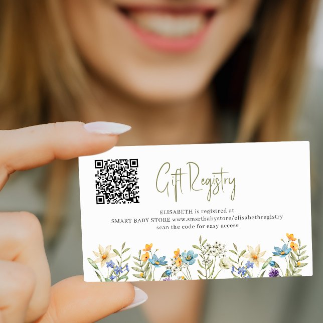 Carte D'accompagnement Code QR baby shower floral registre cadeau (Créateur téléchargé)