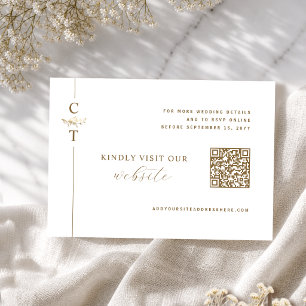 Carte D'accompagnement Code QR Blanc et Or Élégant, Répondez en Ligne