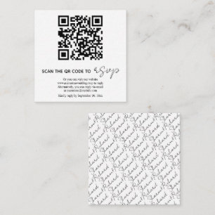 Carte D'accompagnement Code QR calligraphie noir et blanc RSVP photo
