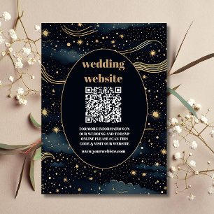 Carte D'accompagnement code QR Ciel Minuit Bleu Étoiles Lune Mariage