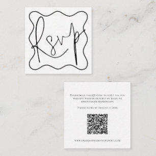 Carte D'accompagnement Code QR Code de bordures de ligne vague RSVP