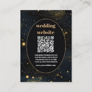 Carte D'accompagnement code qr Crescent céleste Moon Mariage or