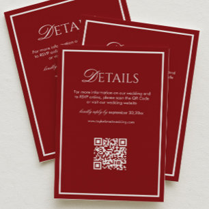 Carte D'accompagnement Code QR de détails de mariage marron Luxe