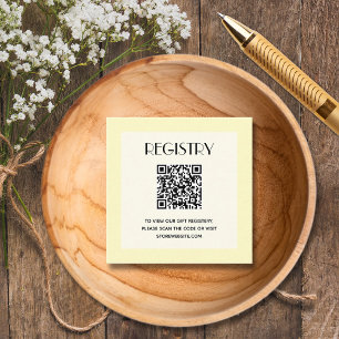 Carte D'accompagnement Code QR de la liste de naissance Baby Shower Jaune
