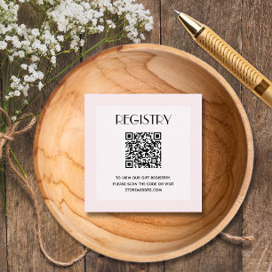 Carte D'accompagnement Code QR de la liste de naissance Chic Pink Girl Ba