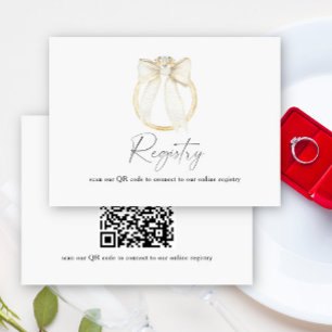 Carte D'accompagnement Code QR de liste de mariage avec anneau et ruban
