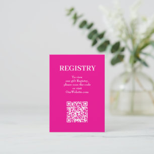 Carte D'accompagnement Code QR de liste de mariage rose chic