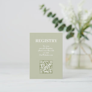 Carte D'accompagnement Code QR de liste de mariage vert sauge chic