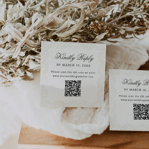Carte D'accompagnement Code QR de mariage cadre de dentelle vintage roman