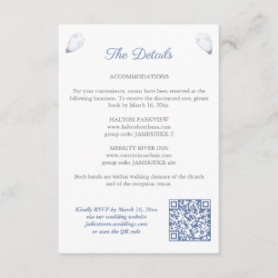 Carte D'accompagnement Code QR de mariage côtier à coquille d'huître aqua