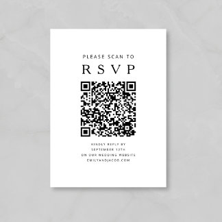 Carte D'accompagnement Code QR de mariage minimaliste noir et blanc