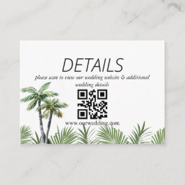 Carte D'accompagnement Code QR de mariage moderne à l'aquarelle avec palm