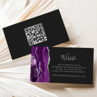Code QR de mariage violet argent agate foncé Budge