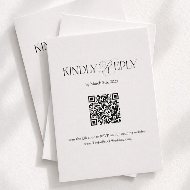 Carte D'accompagnement Code QR de réponse au mariage Noir et Blanc (Créateur téléchargé)