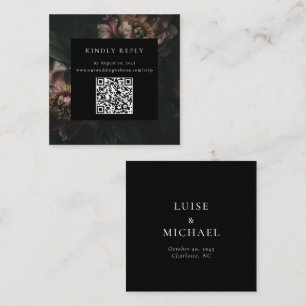Carte D'accompagnement Code QR de réponse de mariage aux florales sombres