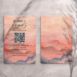 Carte D'accompagnement Code QR de réponse de mariage Coucher de soleil de