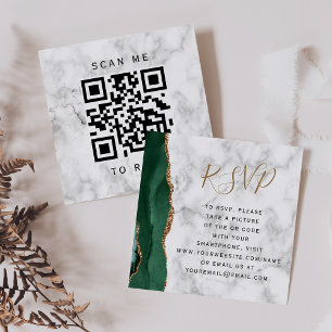 Carte D'accompagnement Code QR de réponse de mariage en marbre d'agate ém