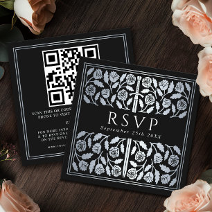 Carte D'accompagnement Code QR de réponse pour le mariage royal avec épée