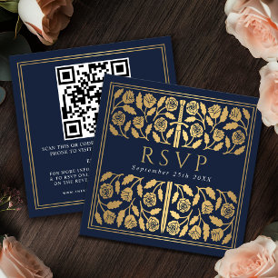 Carte D'accompagnement Code QR de réponse pour le mariage royal avec épée