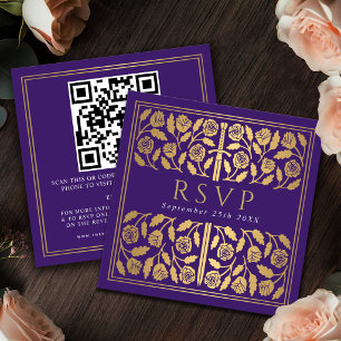 Carte D'accompagnement Code QR de réponse pour le mariage royal de l'épée