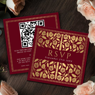 Carte D'accompagnement Code QR de réponse pour le mariage royal de l'épée