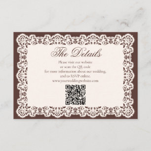 Carte D'accompagnement Code QR de site Web de mariage marron terreux dent
