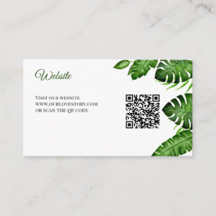 Carte D'accompagnement Code QR de site web de mariage tropical Monstera v