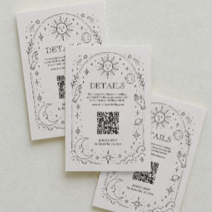 Carte D'accompagnement Code QR des détails de mariage céleste vintage
