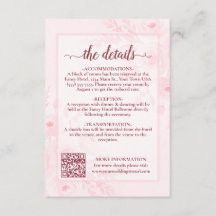 Code QR des détails de mariage Pink Boho Peonies