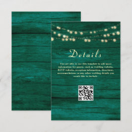 Carte D'accompagnement Code QR des détails de mariage vert émeraude