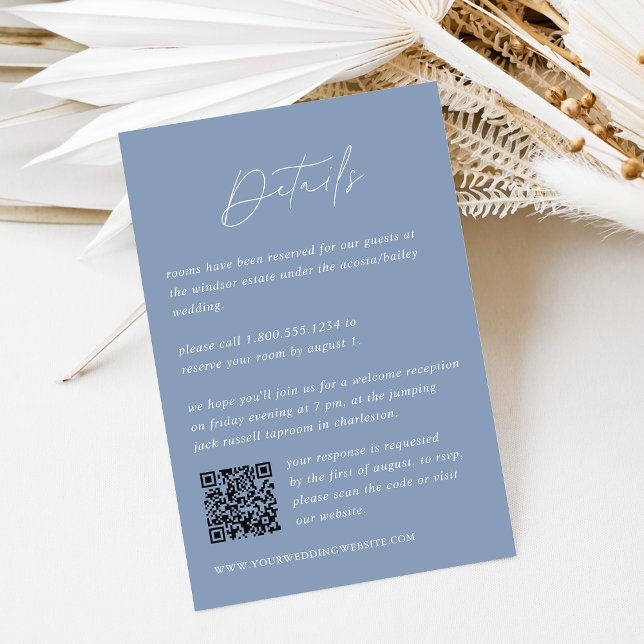 Carte D'accompagnement Code QR des détails du mariage bleu côtier (Créateur téléchargé)
