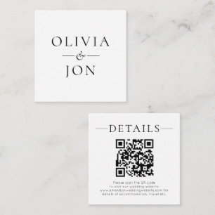 Carte D'accompagnement Code QR des noms modernes Mariage Détails Noir Bla