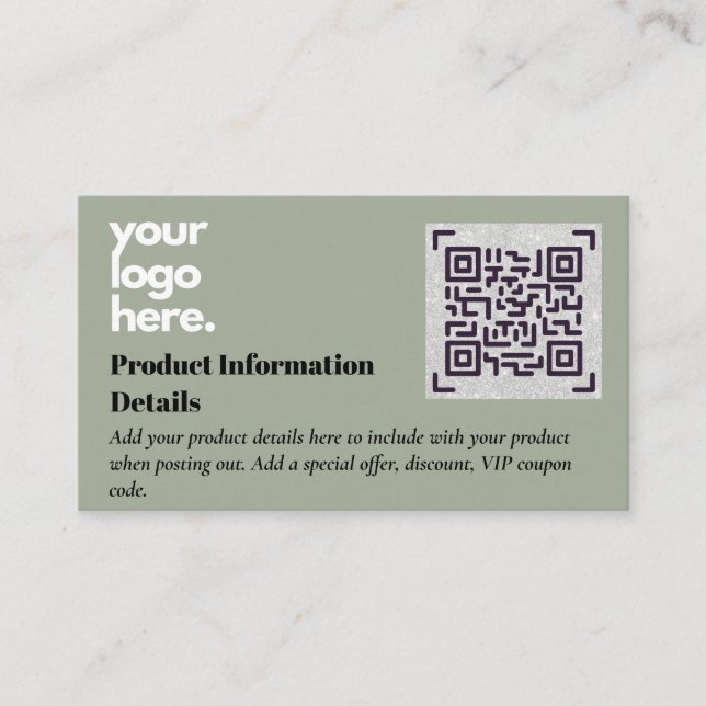 Carte D'accompagnement Code QR Détails de la garantie d'emballage du prod (Devant)
