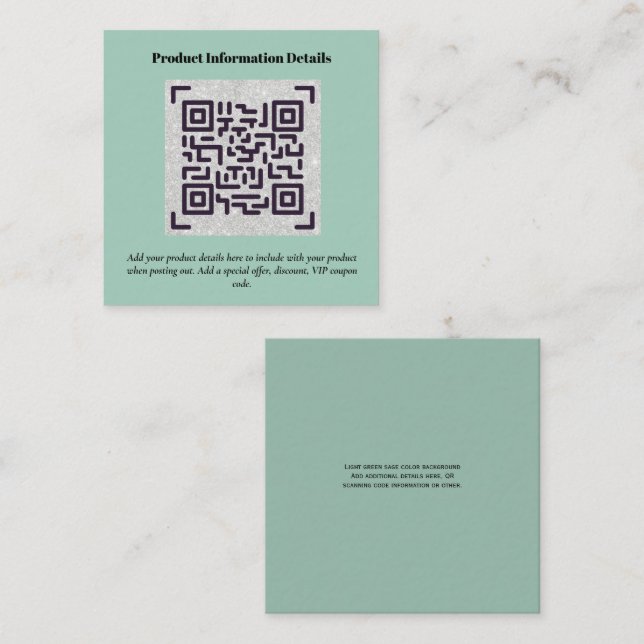 Carte D'accompagnement Code QR Détails de la garantie d'emballage du prod (Devant / Derrière)